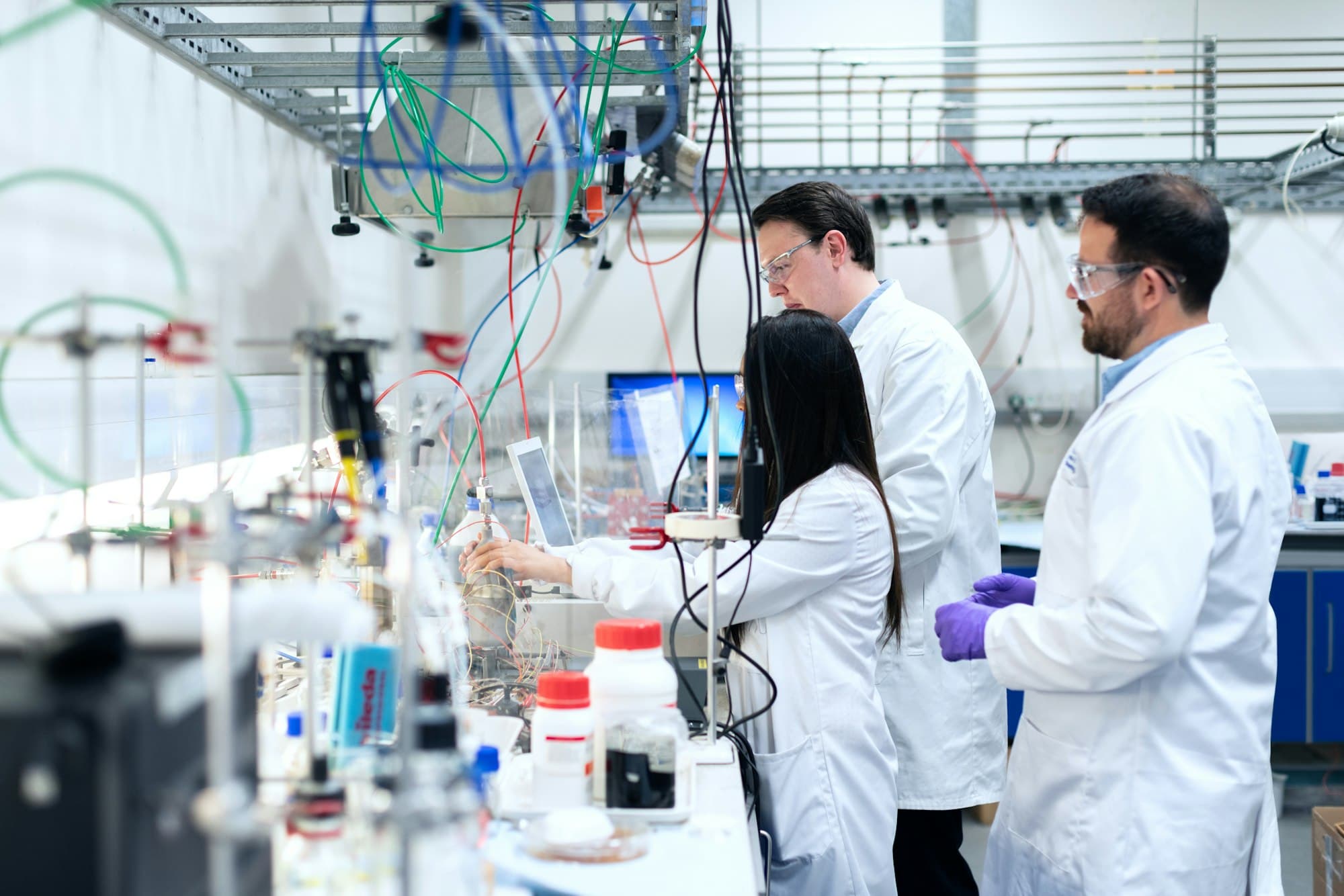 Scientists collaborating in a laboratory